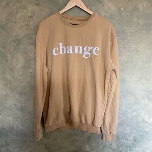 Denim & Flower Ricky Singh Change Graphic Crewneck Sweatshirt Gold Tan XL
